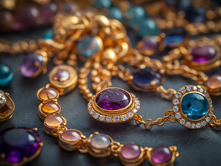 Close-up of luxurious gemstone jewelry