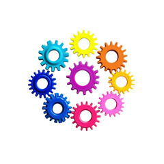 Colorful Interlocking Gears Representing Teamwork, Collaboration, and Synergy