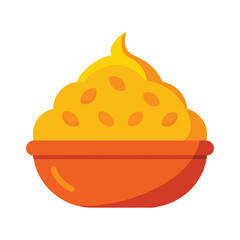 Bowl of hummus with seeds minimalist flat vector illustration