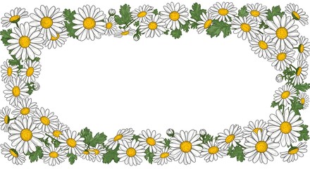 Charming daisy frame. Perfect for invitations, cards, or adding a touch of springtime to your designs.