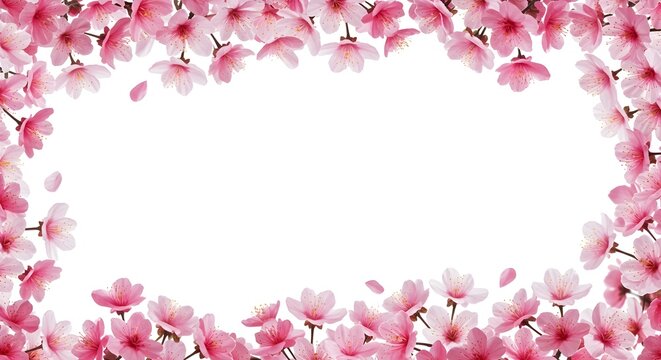 Delicate pink blossoms create a lovely frame, perfect for springtime announcements or greetings.  A soft, romantic image.