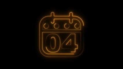 Neon calendar illustration of the 4th day of the month.