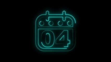 Neon calendar illustration of the 4th day of the month.