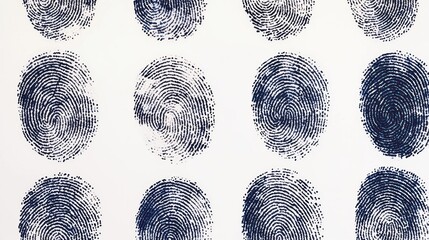 Set of multiple fingerprints arranged in a pattern on white background.