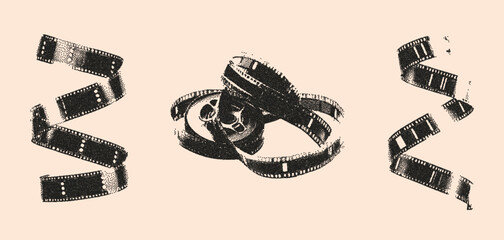 Trendy film strip grunge grain noisy texture, vintage photocopy effect. Retro vector illustration.