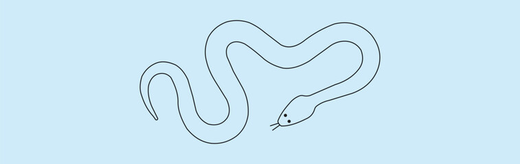 Snake silhouette. Isolated snake. Top view of a snake for a danger warning sign design.