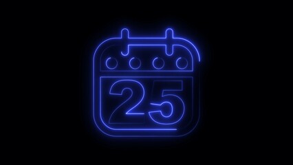 Neon calendar illustration of the 25th day of the month.