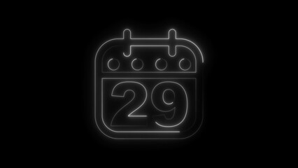 Neon calendar illustration of the 29th day of the month.