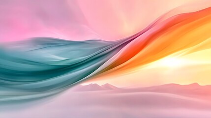 Abstract Colorful Wave Gradient with Soft Light and Dynamic Flowing Textures at Sunrise