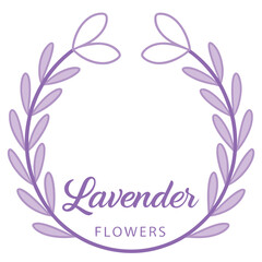 Purple Lavender Flowers Wreath Design Element for Branding