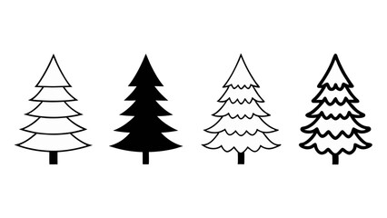Obraz premium set of christmas tree line art vector