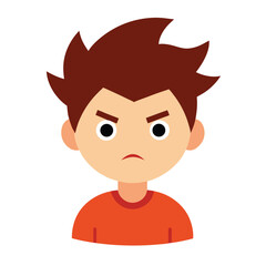 Cartoon boy with angry expression flat vector illustration character design