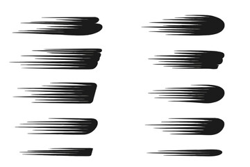 Dynamic black streaks representing motion and energy in a minimalist design