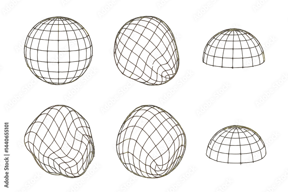 Poster various wireframe shapes displayed on a plain background showcasing different geometric forms and st