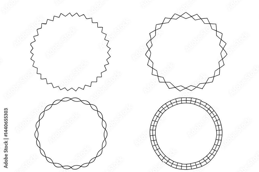 Poster unique circular designs created with different patterns for artistic projects and decorations