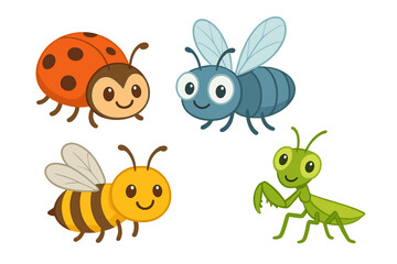 Cartoon insects engage in playful activities in a vibrant and colorful illustration