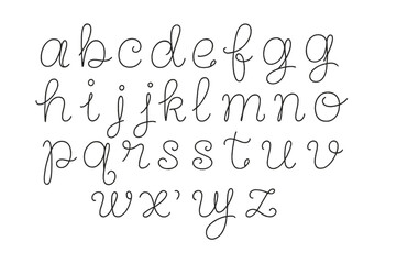Curly script alphabet showcasing lowercase letters in an elegant design