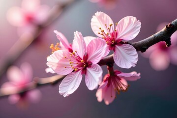 Intricate sakura branch, full bloom, close-up detail, close-up, spring, full bloom