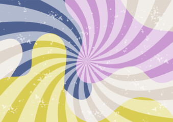 Radial horizontal textured backdrop. Abstract vector background with twisted spiral.