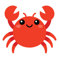 Cute red crab cartoon illustration isolated on white background