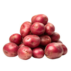 Obraz premium Pile of fresh red potatoes isolated on white background