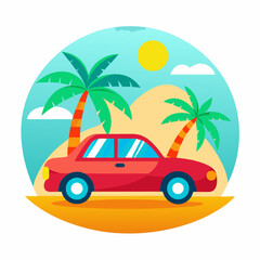 beach car on white background
