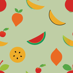 Seamless vector pattern with cartoon fruit set including apples for food wallpaper and decorative design