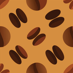 Seamless brown coffee bean pattern vector illustration for a cafe wallpaper design