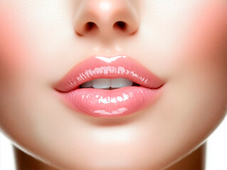 Fototapeta premium Close-up of Shiny Glossy Lips