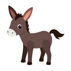 Cute cartoon donkey vector illustration farm animal graphic design element
