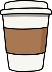 High-Quality Vector Illustration of a Coffee Cup with Sleek Sleeve – Perfect for Trendy Cafés, Coffee Shops, and Digital Beverage Branding, Ideal for Marketing, Commercial, and Creative Use