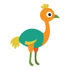 Cute cartoon ostrich vector illustration for childrens books and educational resources