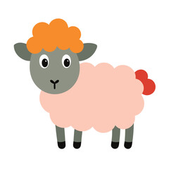 Cute cartoon sheep vector illustration farm animal character isolated on white