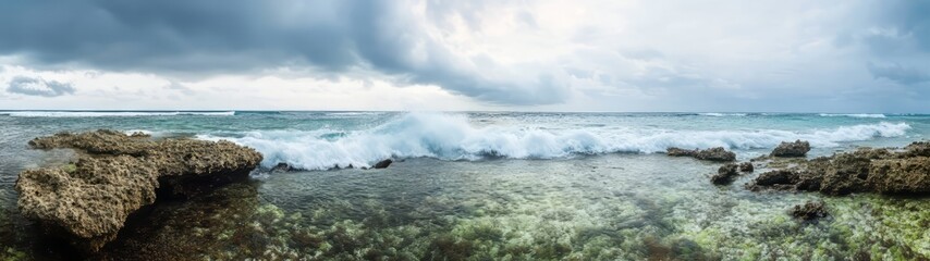 Fototapeta premium Ocean waves and coral reefs coastal environment 360 degree hdr imagery high dynamic range