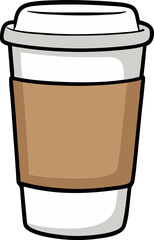 High-Quality Vector Illustration of a Coffee Cup with Sleek Sleeve – Perfect for Trendy Cafés, Coffee Shops, and Digital Beverage Branding, Ideal for Marketing, Commercial, and Creative Use