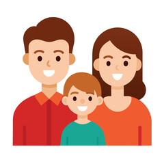 Obraz premium Happy family portrait illustration of mother father and son in flat design style