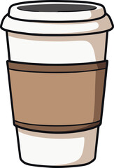 High-Quality Vector Illustration of a Coffee Cup with Sleek Sleeve – Perfect for Trendy Cafés, Coffee Shops, and Digital Beverage Branding, Ideal for Marketing, Commercial, and Creative Use