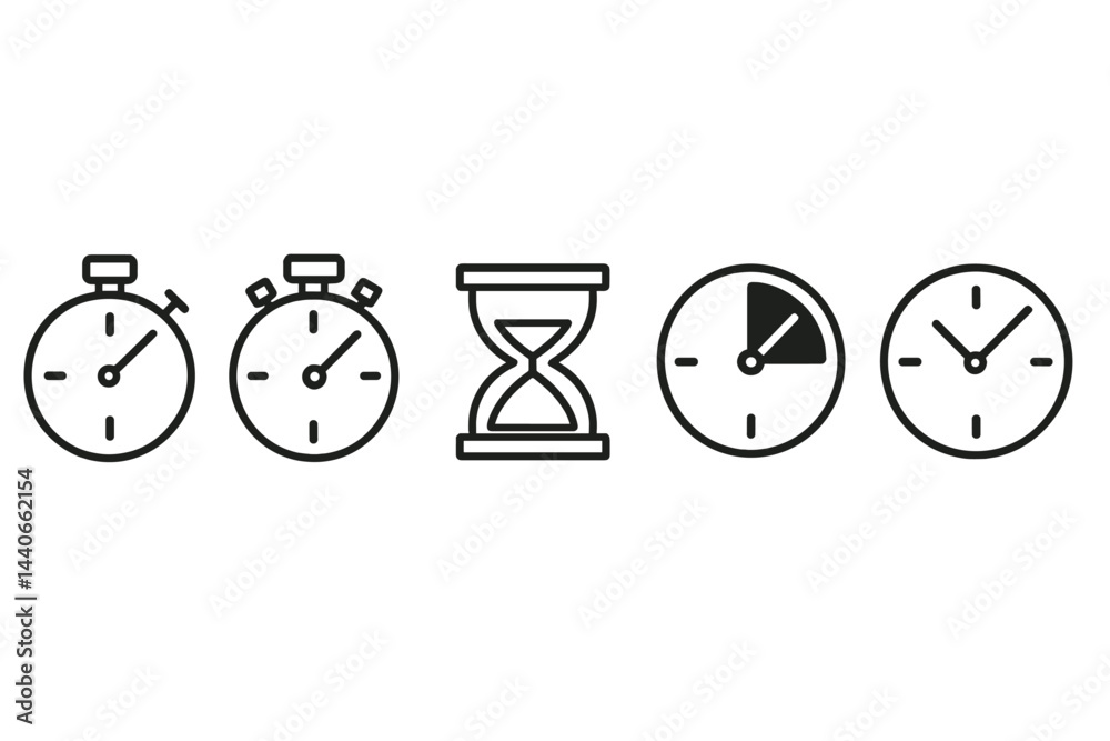 Poster different types of clocks and timers illustrating the concept of timekeeping in various forms