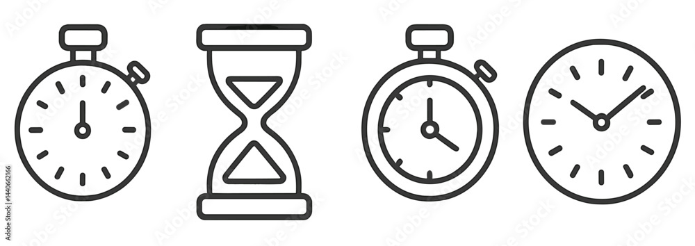 Poster different types of timekeeping devices illustrate concepts of measurement and time management in var