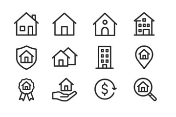 Decorative icons representing various aspects of real estate and property management