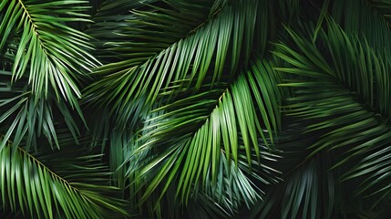 Lush Green Palm Leaves: A captivating display of verdant palm leaves, each elegantly arranged to showcase the intricate textures and vibrant hues of nature's artistry.