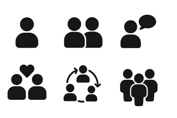 Silhouettes of people symbolizing social interactions and community connections in a minimalistic style