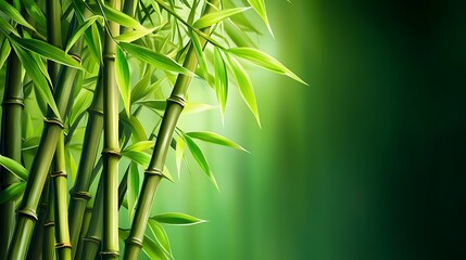 Lush Green Bamboo Forest Bathed in Soft Natural Light Creating a Serene Atmosphere