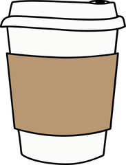 High-Quality Vector Illustration of a Coffee Cup with Sleek Sleeve – Perfect for Trendy Cafés, Coffee Shops, and Digital Beverage Branding, Ideal for Marketing, Commercial, and Creative Use