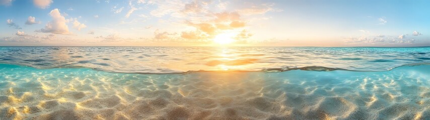 Obraz premium Sunrise over crystal clear ocean 360 degree hdr hdri panorama tranquil nature scene