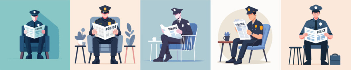 pilot character vector reading newspaper