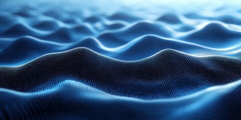 Obraz premium Blue waves of light create a stunning visual effect in a digital landscape at twilight