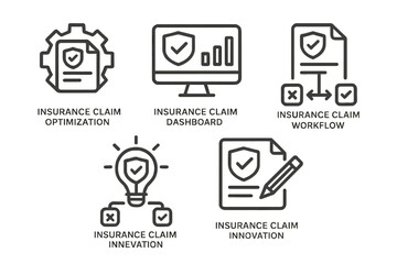 Insurance claim optimization dashboard and workflow process with innovation and ideas presented through icons