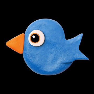 Cute blue bird animation isolated asset, transparent 4K video, alpha channel, ProRes 4444