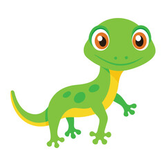 Cute cartoon green lizard illustration for childrens education or design projects